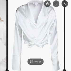 Topshop Satin Tie Front Shirt
